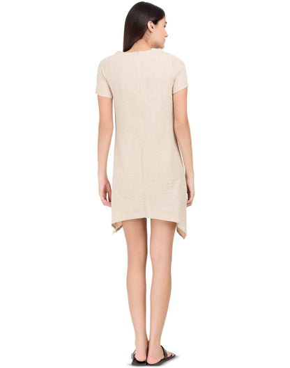 Cream Khadi Basic Asymmetric Dress