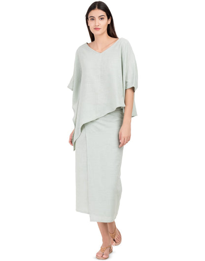 Grey  Khadi Asymmetric Wrap Skirt