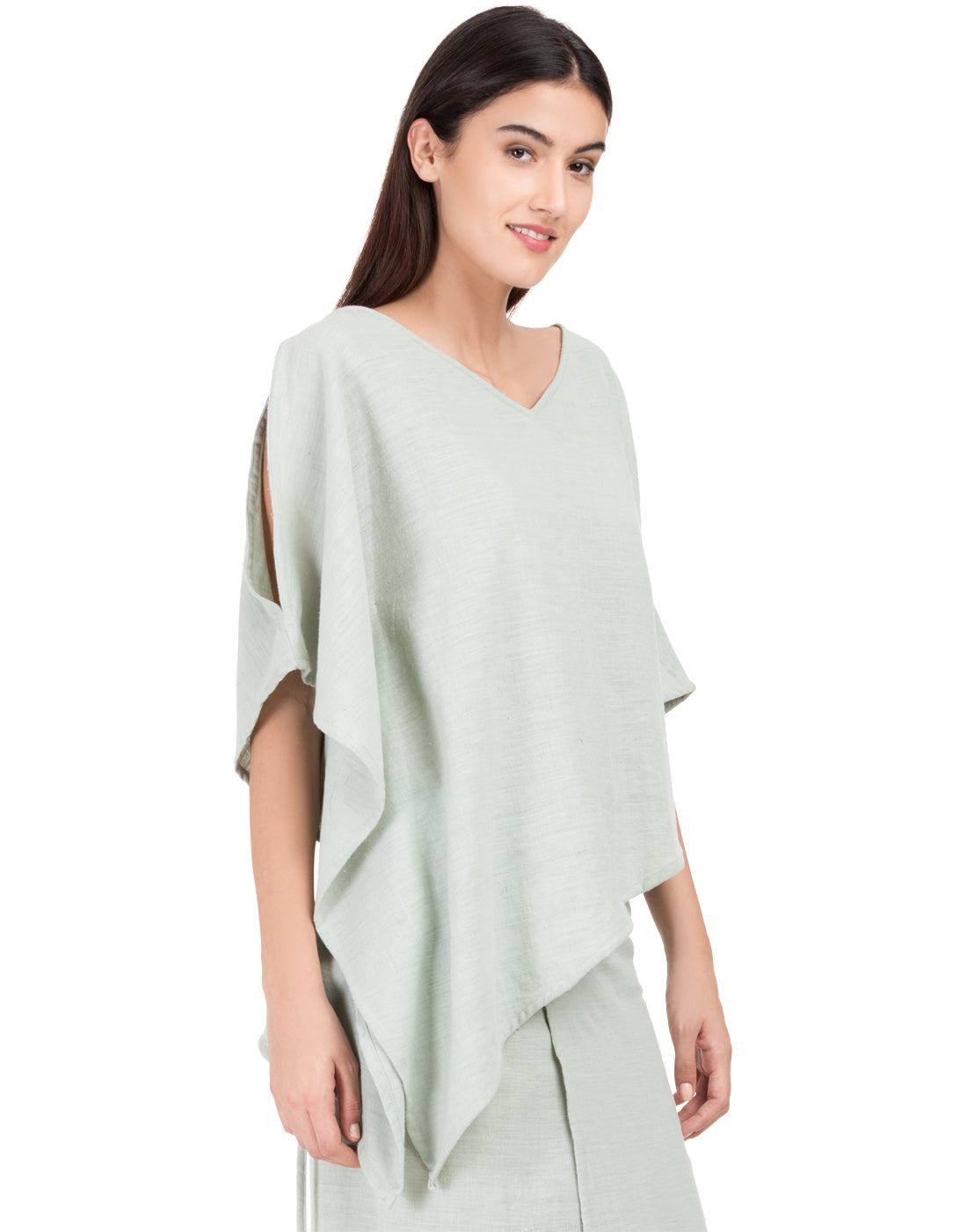 Grey  Khadi Asymmetric Kaftan