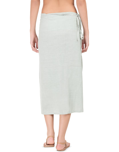 Grey  Khadi Asymmetric Wrap Skirt