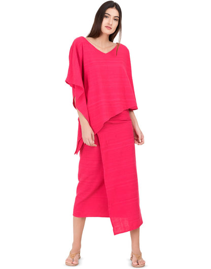 Pink Khadi Asymmetric Wrap Skirt