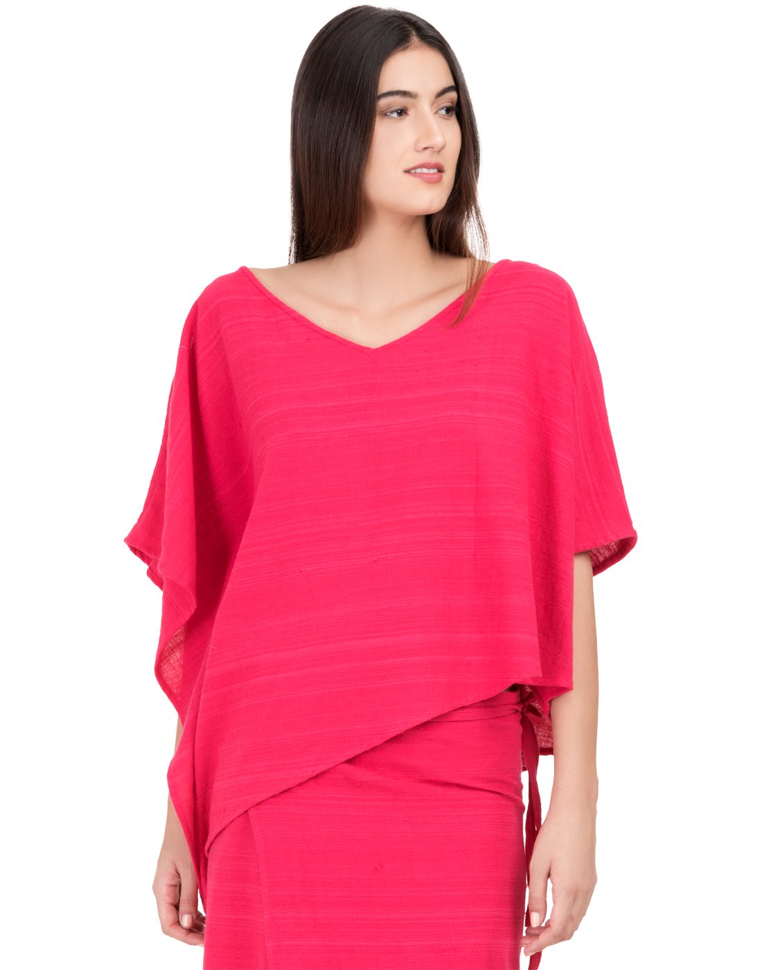 Pink Khadi Asymmetric Kaftan