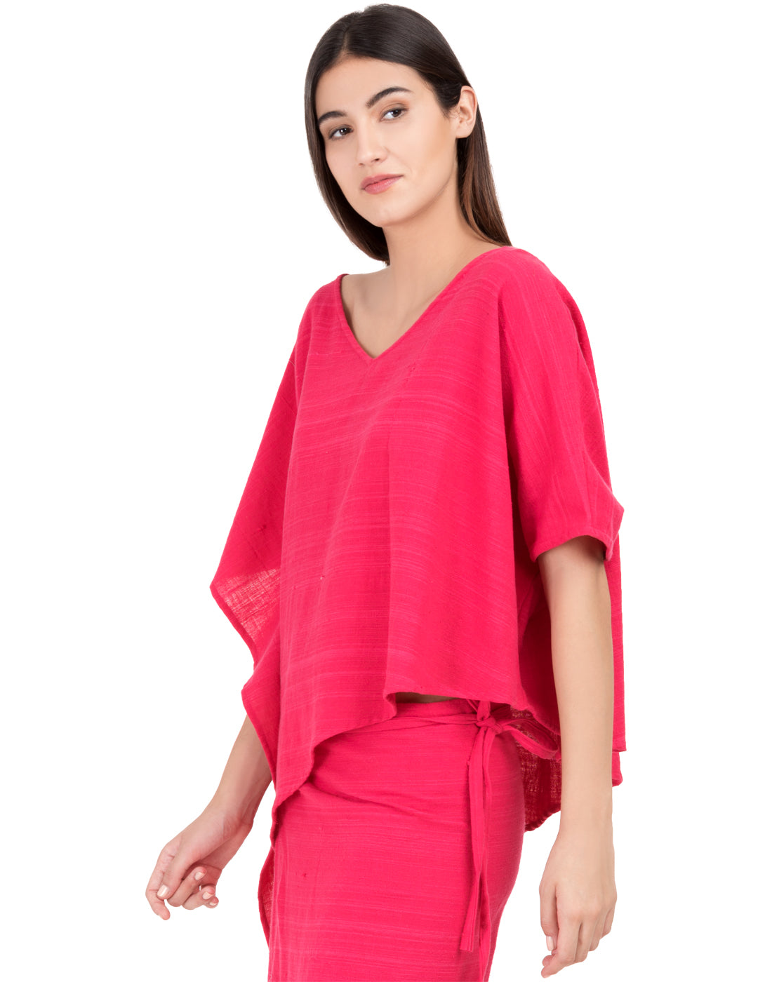 Pink Khadi Asymmetric Kaftan