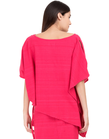 Pink Khadi Asymmetric Kaftan