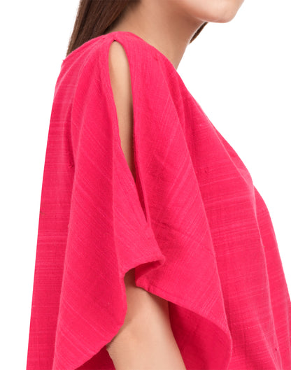 Pink Khadi Asymmetric Kaftan