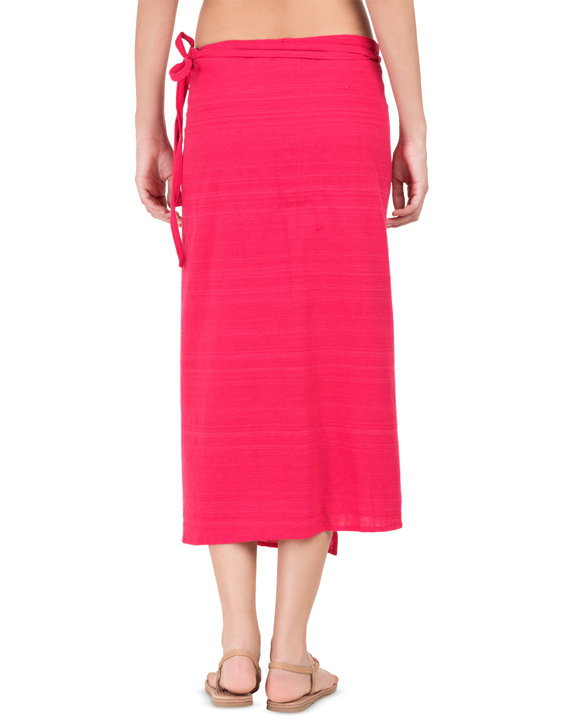 Pink Khadi Asymmetric Wrap Skirt