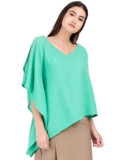 Green Khadi Asymmetric Kaftan