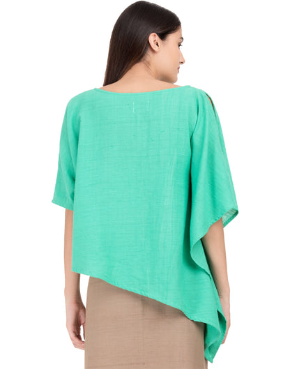 Green Khadi Asymmetric Kaftan