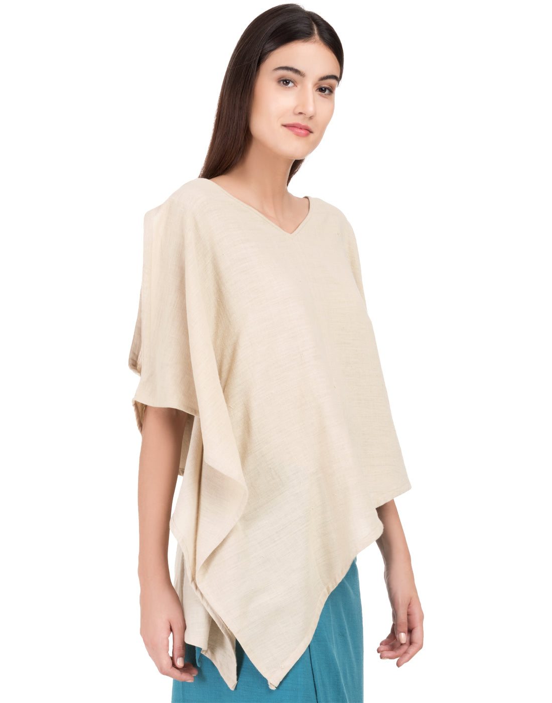 Cream Khadi Asymmetric Kaftan