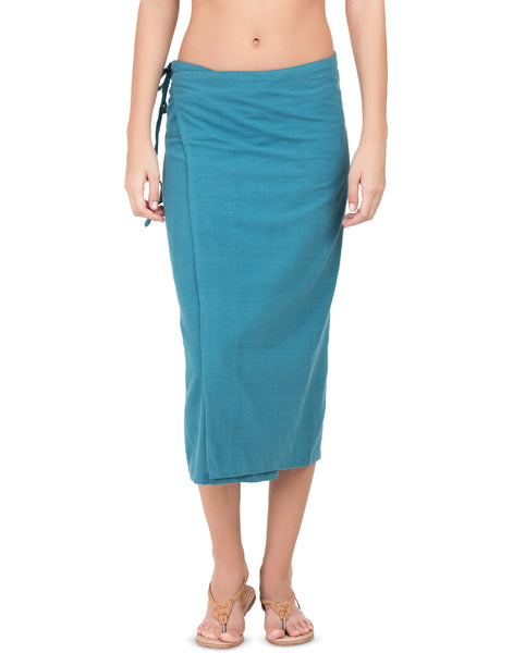 Blue Khadi Asymmetric Wrap Skirt