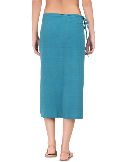 Blue Khadi Asymmetric Wrap Skirt