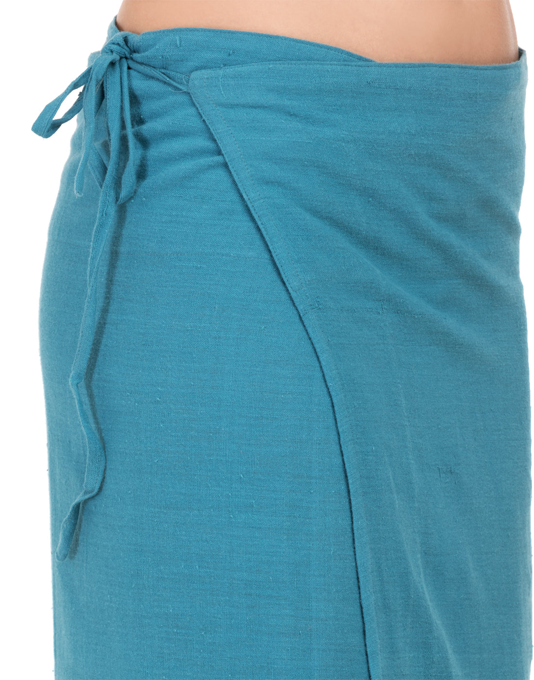 Blue Khadi Asymmetric Wrap Skirt