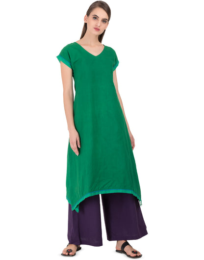 Green Khadi Jhunjhunu Asymmetric Tunic