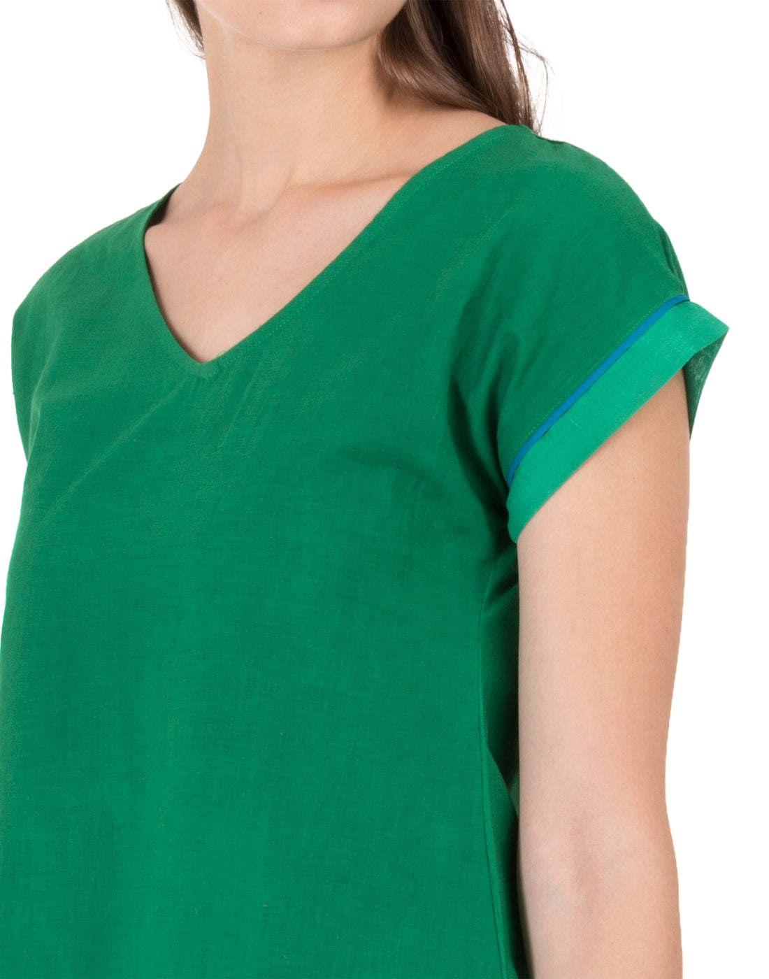 Green Khadi Jhunjhunu Asymmetric Tunic