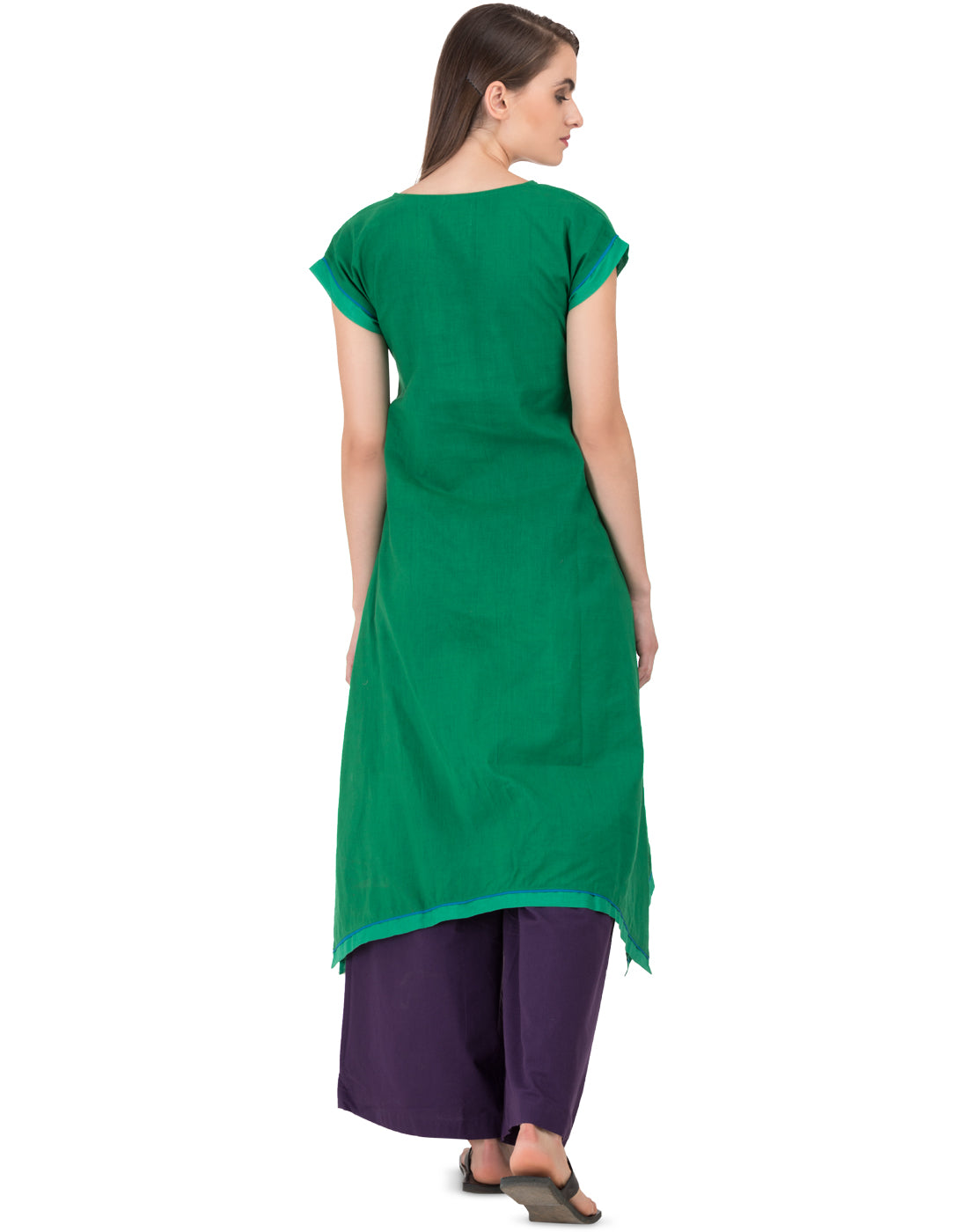 Green Khadi Jhunjhunu Asymmetric Tunic