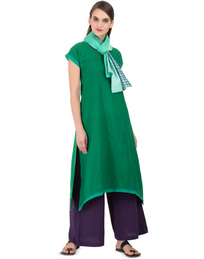 Green Khadi Jhunjhunu Asymmetric Tunic