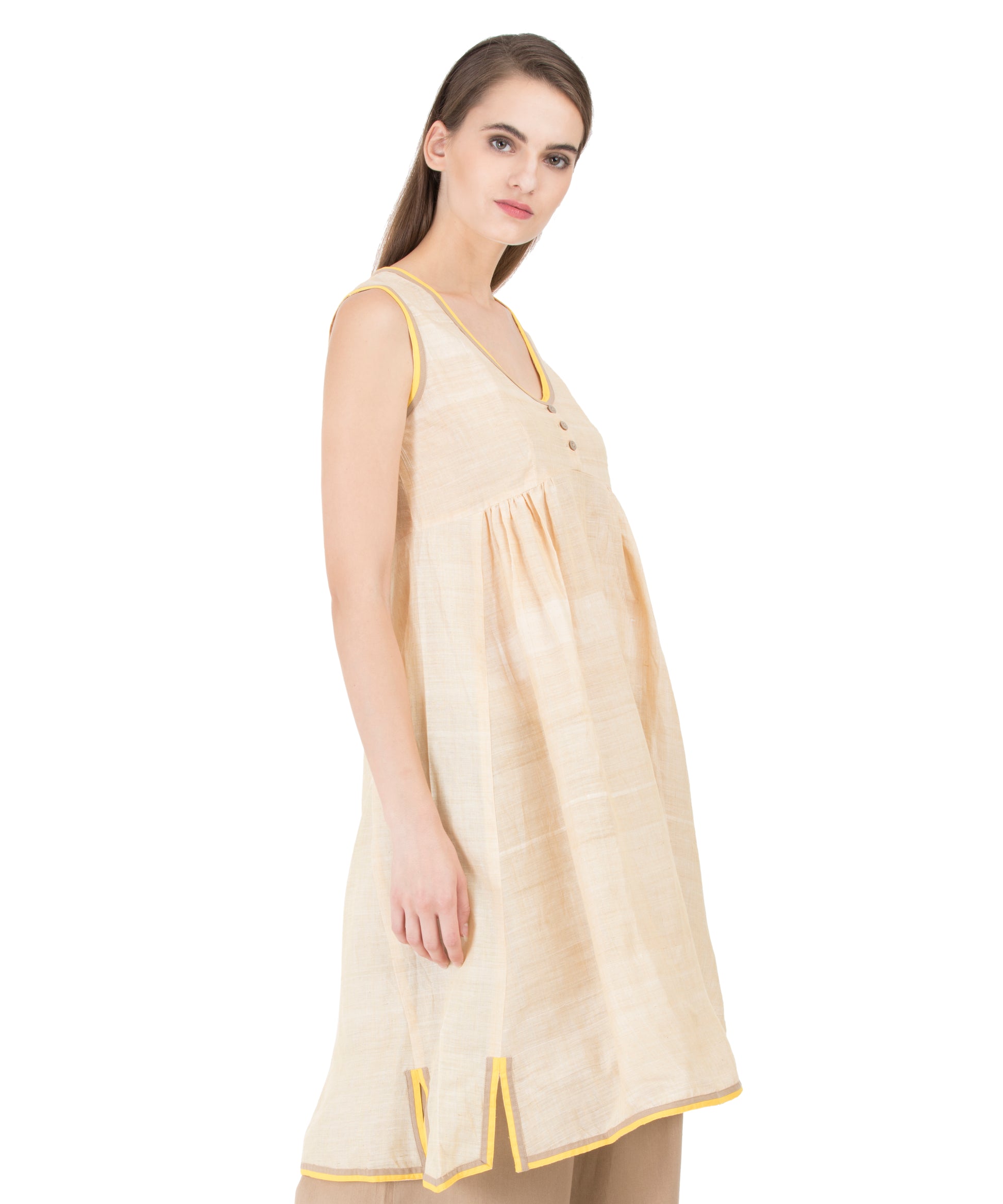 Buy Yellow Khadi Mandvi Long Tunic Online