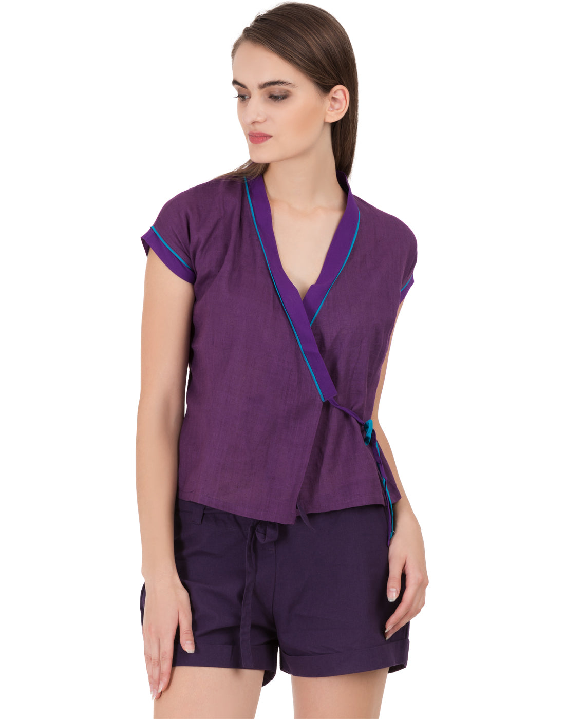 Purple Khadi Dharamsala Wrap Top