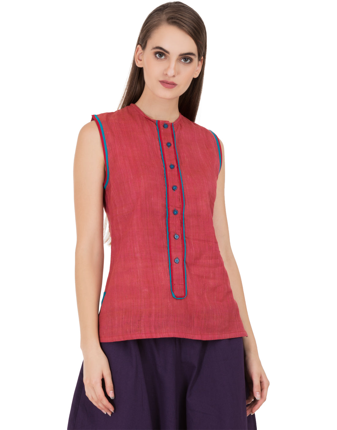 Red Khadi India Top