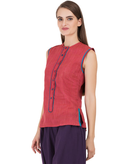 Red Khadi India Top