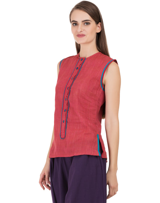 Red Khadi India Top