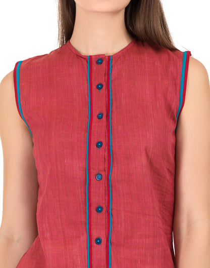 Red Khadi India Top