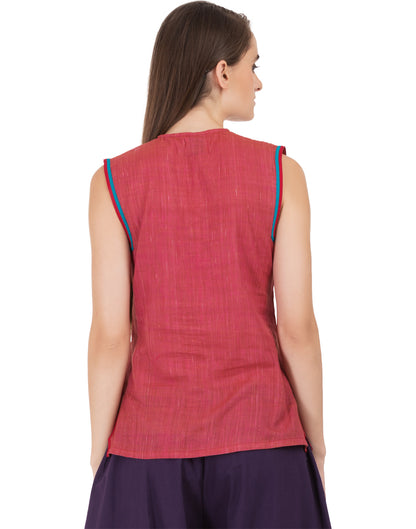 Red Khadi India Top