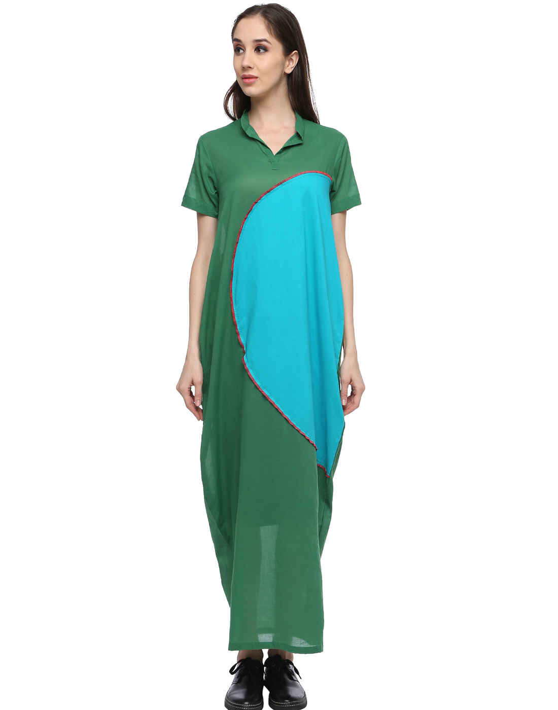 Green Kites Closed Cocoon Maxi Dress