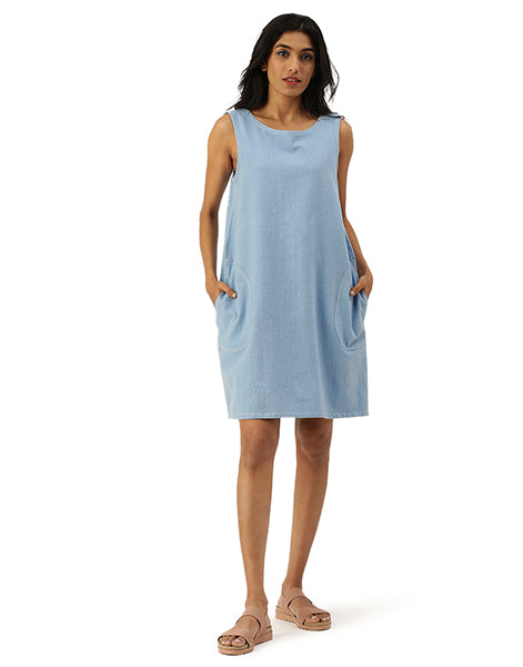 Light Blue Khadi Jeans Cocoon Dress