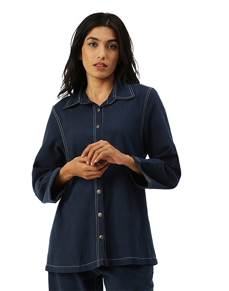 Dark Blue Khadi Jeans  Shirt