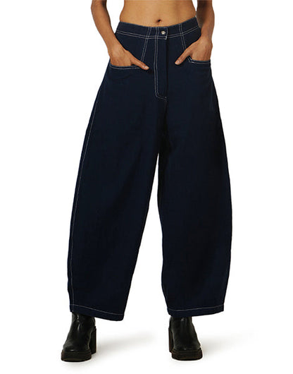 Dark Blue Fitted Cocoon Khadi Jeans