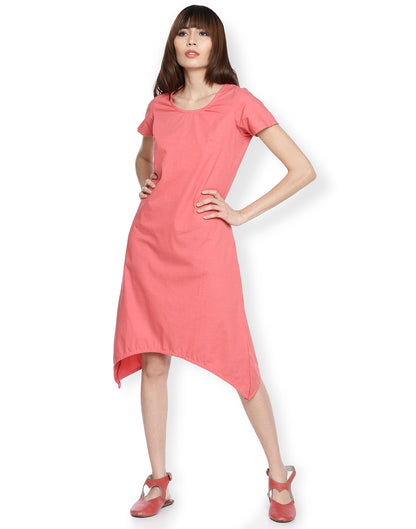 Watermelon Basic Asymmetric Dress