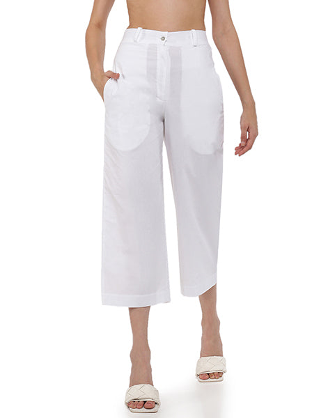 White Cropped wide pant