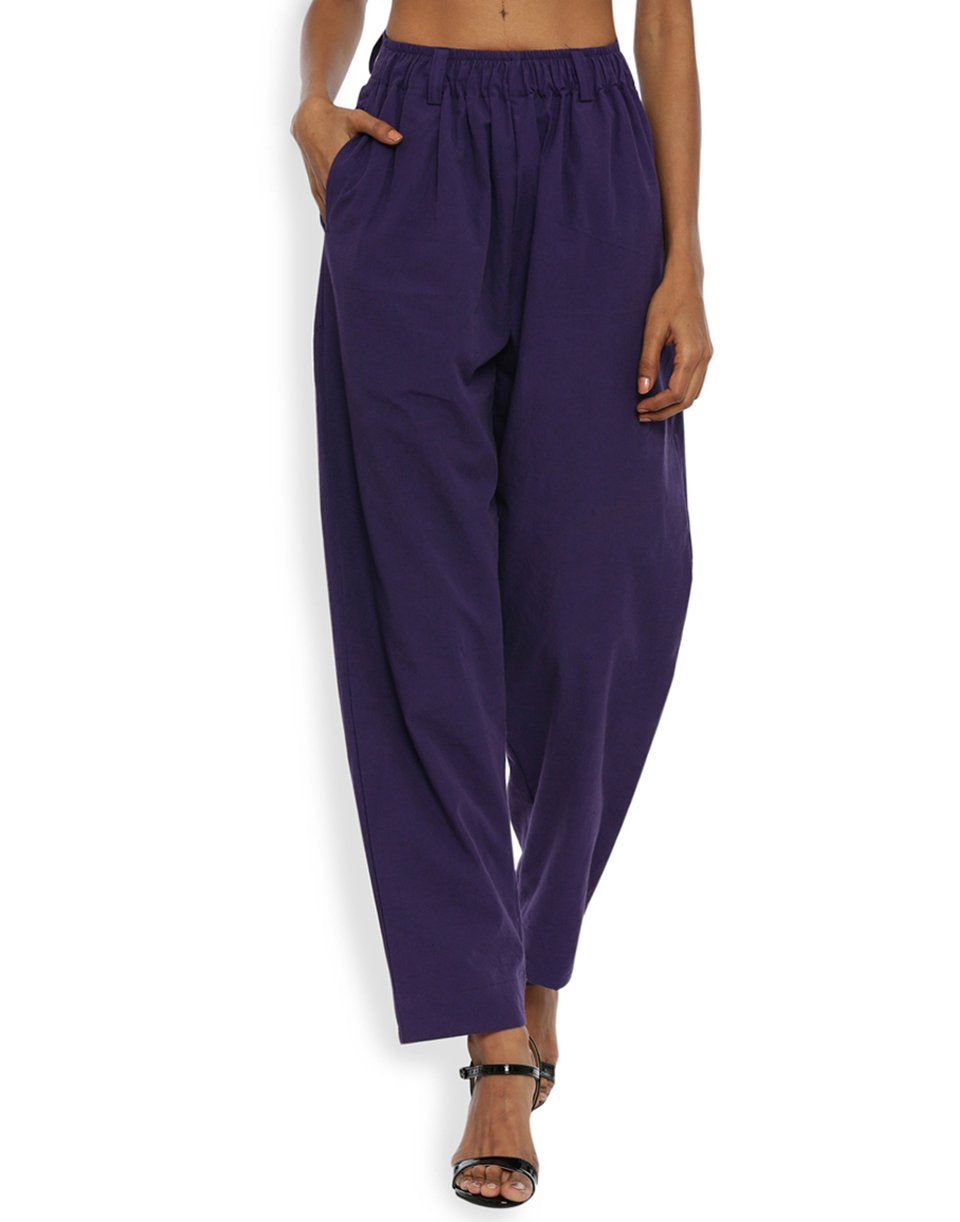 Purple Front Gather Pant