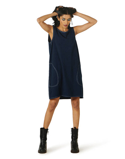 Dark Blue Khadi Jeans Cocoon Dress