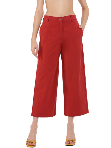 Maroon Wide cropped pant