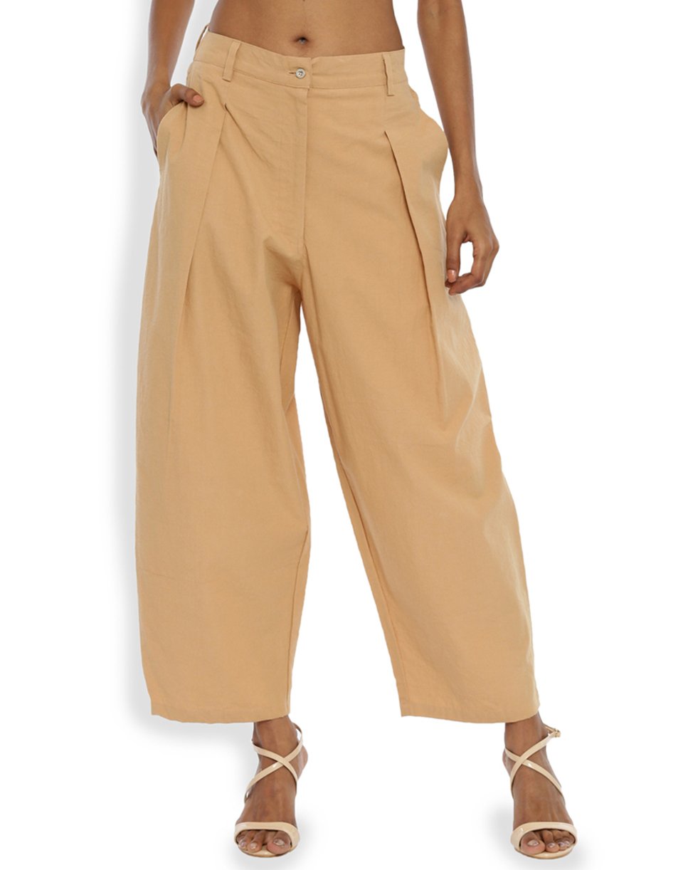 Beige Pleated Pant