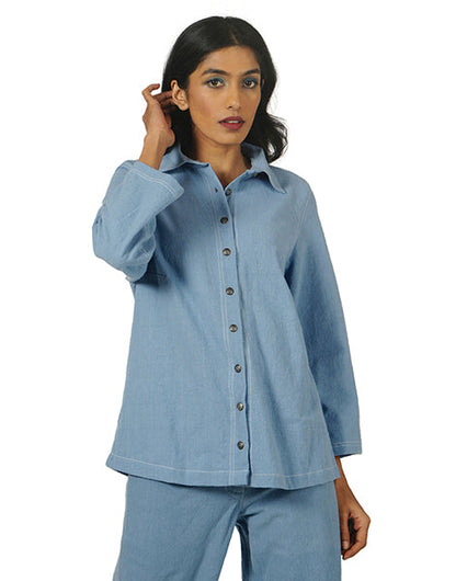 Light Blue Khadi Jeans  Shirt