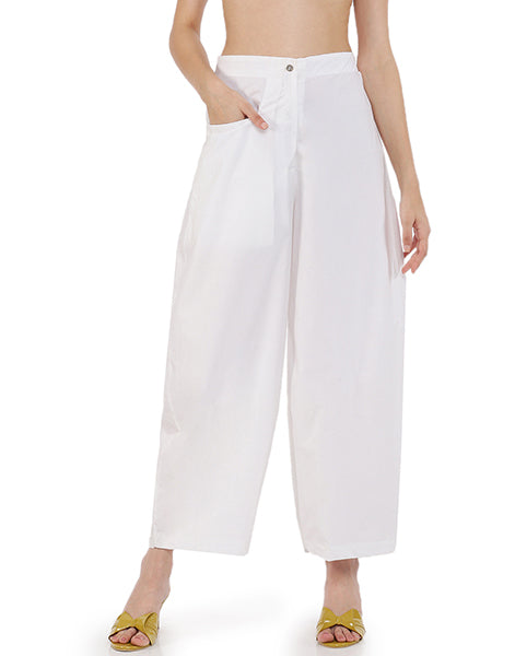 White Fitted Cocoon Pant