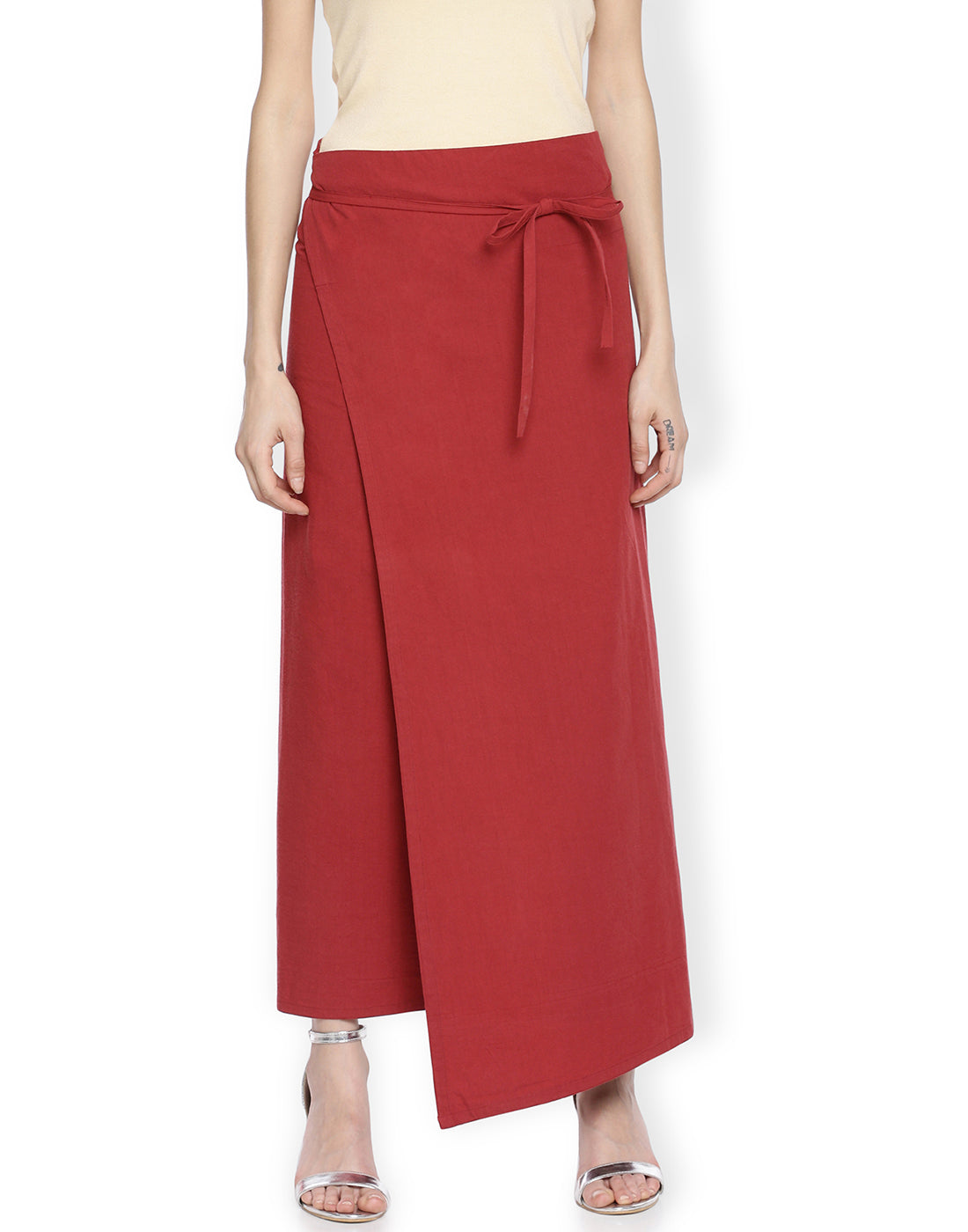 Cherry Asymmetric Wrap Skirt