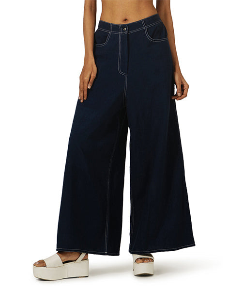 Dark Blue Flared Khadi Jeans