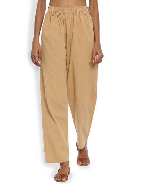 Beige Front Gather Pant