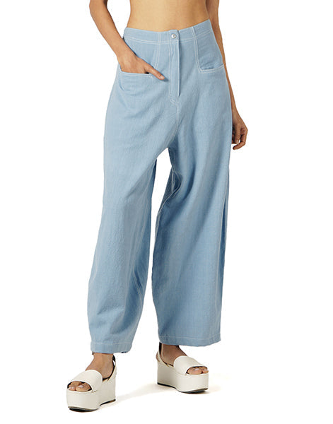 Light Blue Fitted cocoon Khadi Jeans