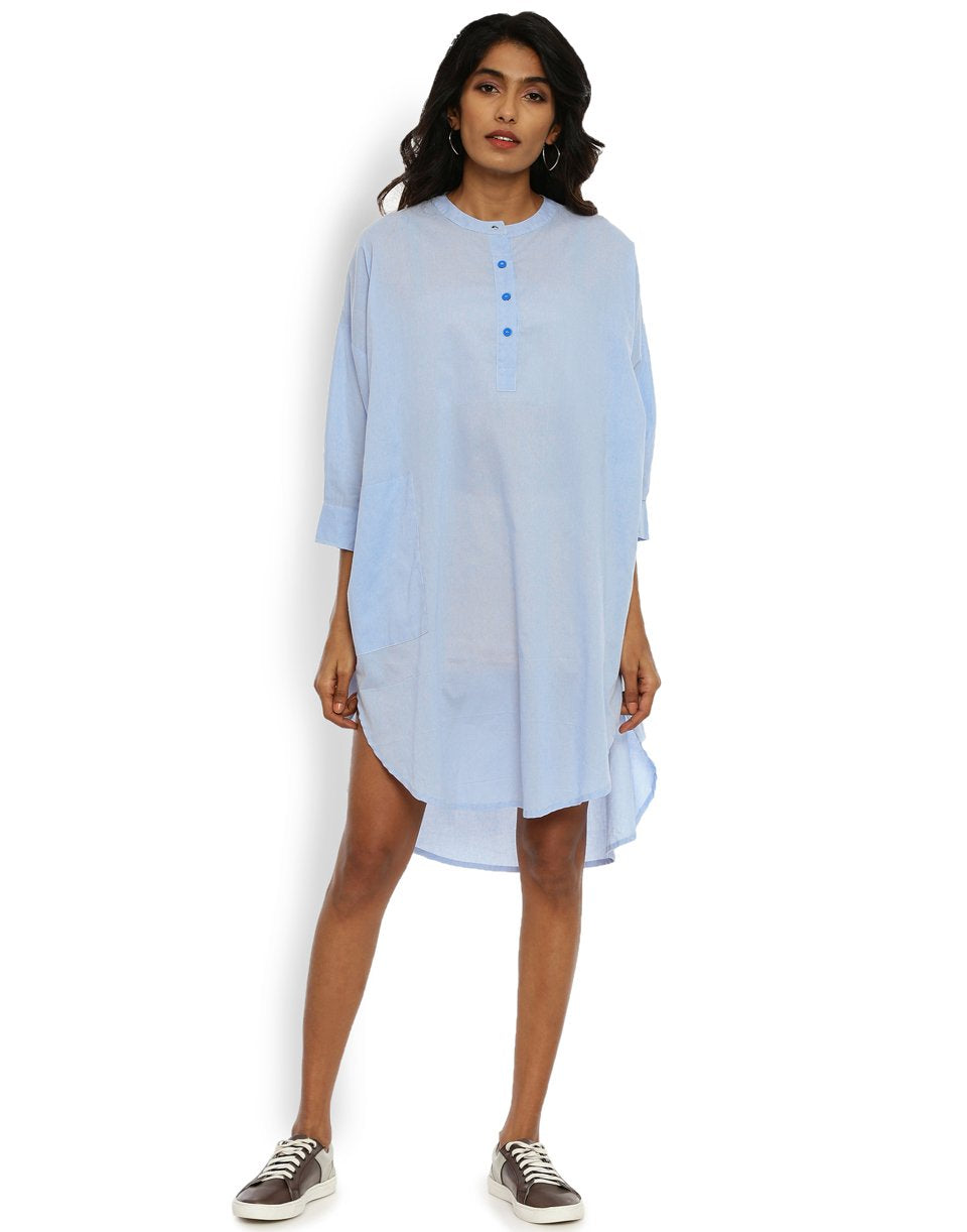 Sky Blue Very Loose Round Shirt