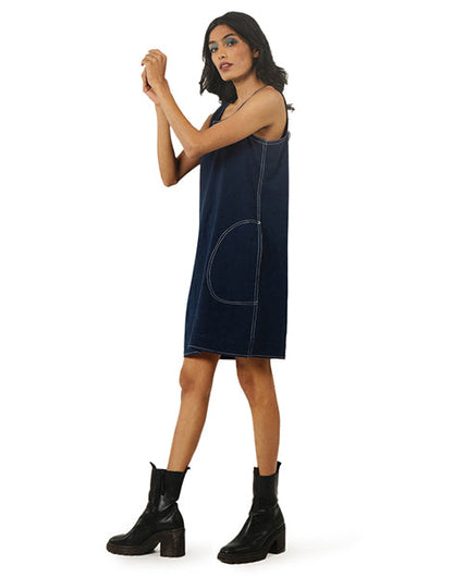 Dark Blue Khadi Jeans Cocoon Dress