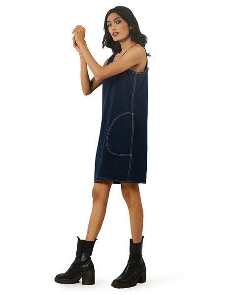 Dark Blue Khadi Jeans Cocoon Dress