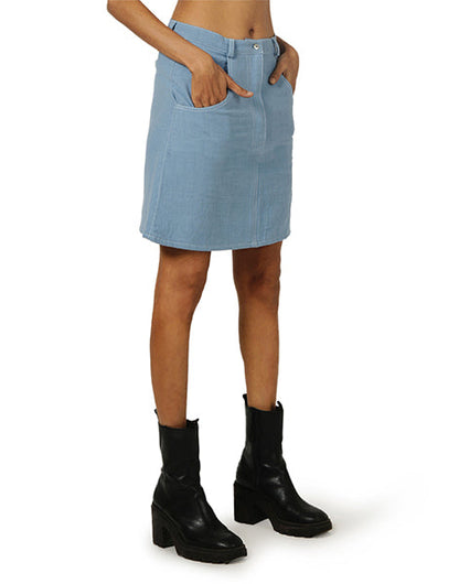 Light Blue Khadi Jeans Mini Skirt