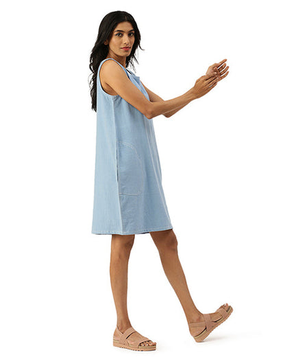 Light Blue Khadi Jeans Cocoon Dress