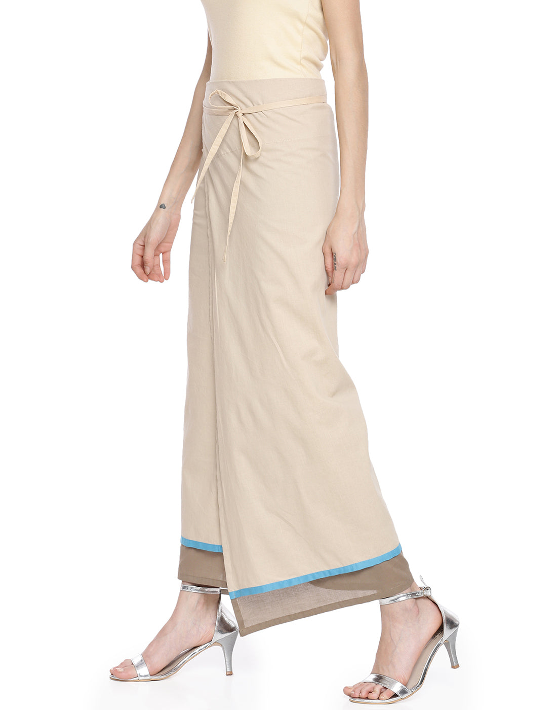 Custard Apple Asymmetric Wrap Skirt