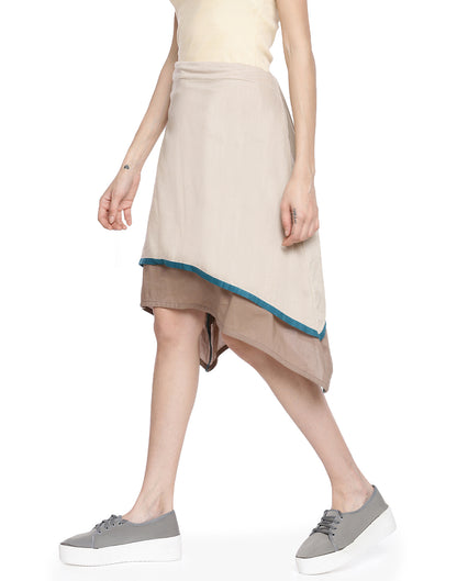 Custard Apple Layered Asymmetric Skirt